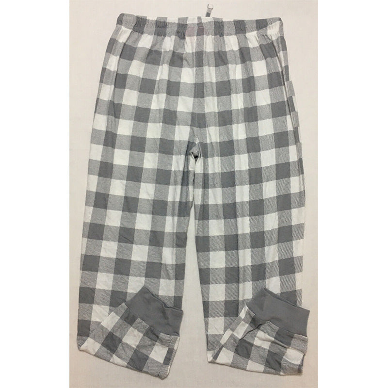Family Pajamas Men Printed Cotton Flannel Only Pajama Pants Gray L