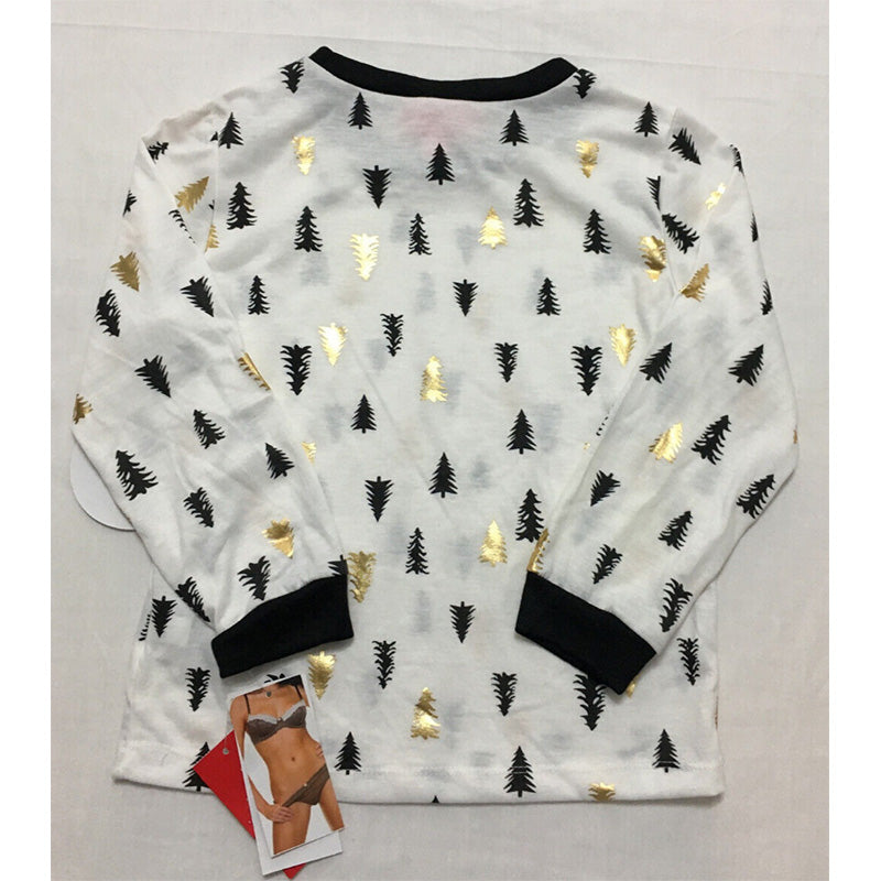 Family Pajamas Matching Kids Tree-Print Only Pajama Top Black And White XS