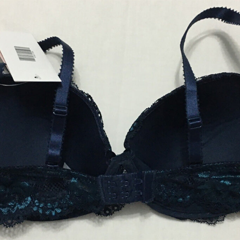 Jezebel Cross-dye Lace Underwire Bra Black And Blue 32D