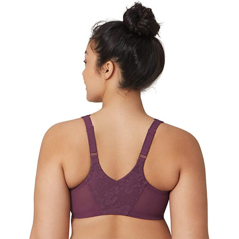 Glamorise Lacey T-Back Wonderwire Bra Black Plum 46C