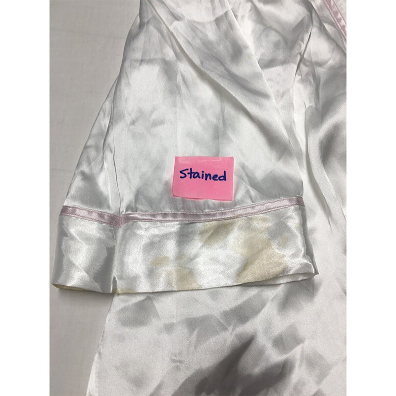 Linea Donatella Mrs. Embroidered Wrap Robe & Chemise Nightgown White M