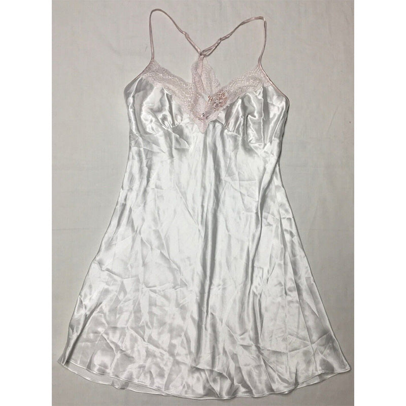 Linea Donatella Mrs. Embroidered Wrap Robe & Chemise Nightgown White M
