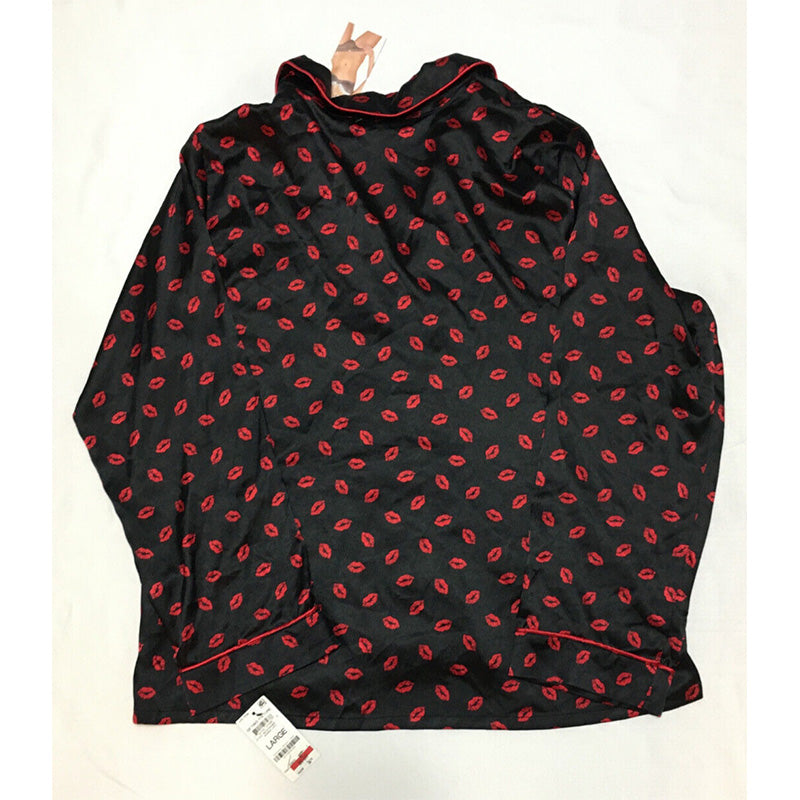 INC Only Pajama Top Kissed Lips Black L