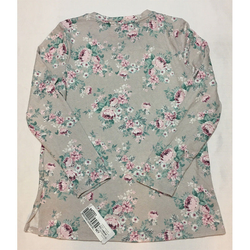 Charter Club Printed Hacci Only Pajama Top Grey S