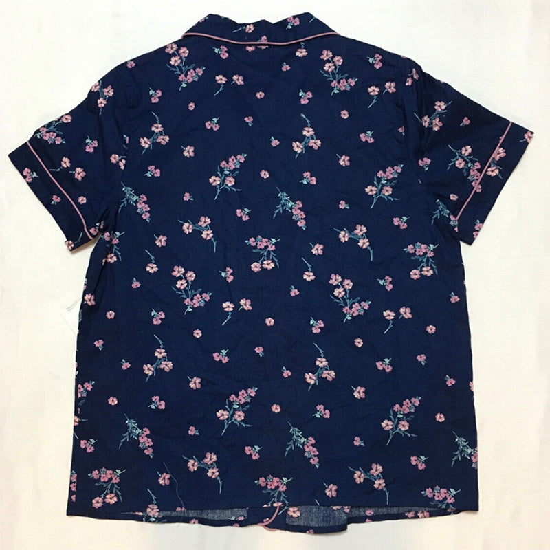 Charter Club Cotton Only Notch-Collar Top Navy S