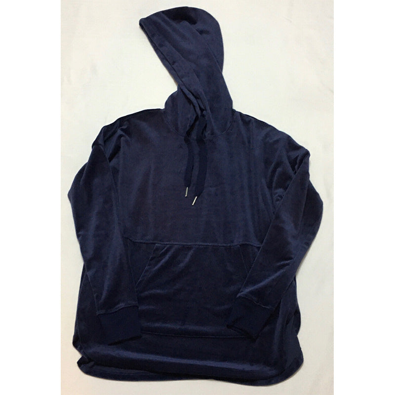 Alfani Velour Only Hoodie Pajama Top Navy XS