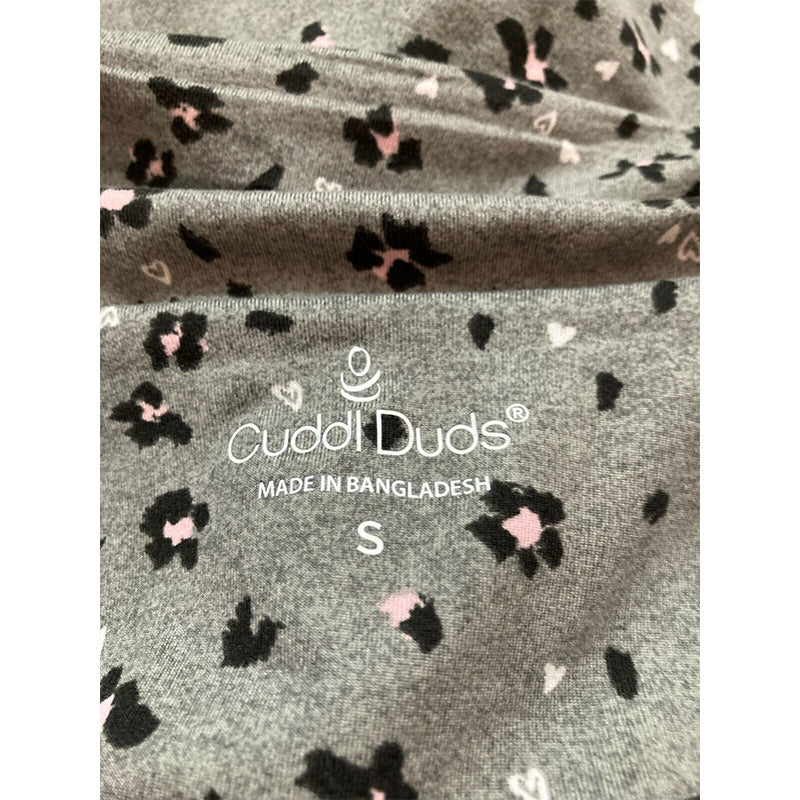 Cuddl Duds Knit Notch Collar Novelty Printed Only Pajama Top Gray S