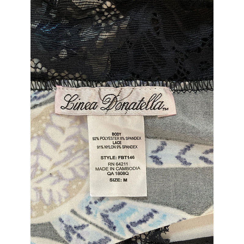 Linea Donatella Floral Batik Only Pajama Top Black Floral M