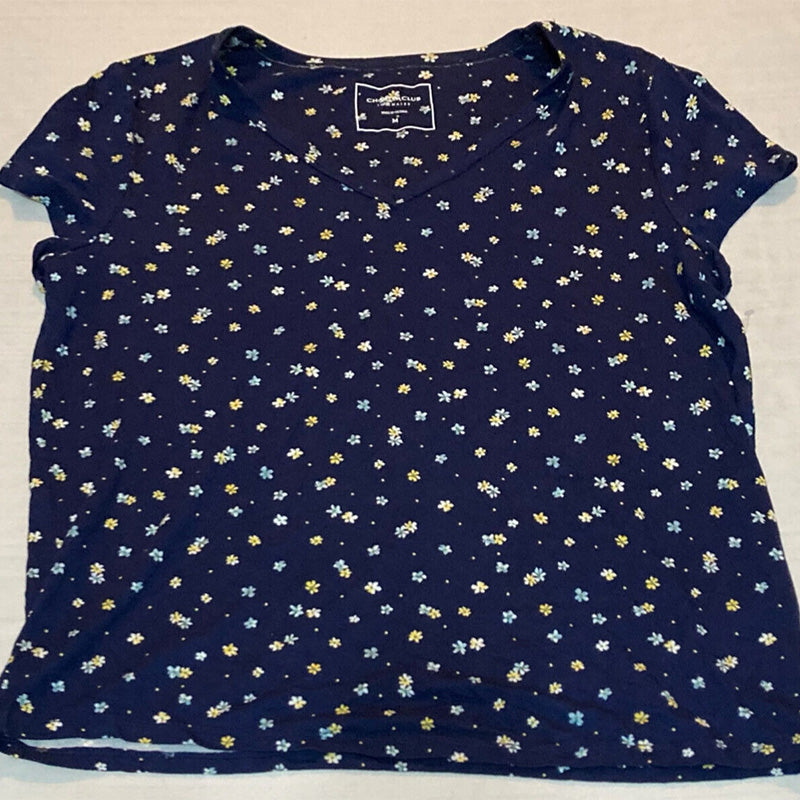 Charter Club V-neck Only Pajama Top Navy Floral M