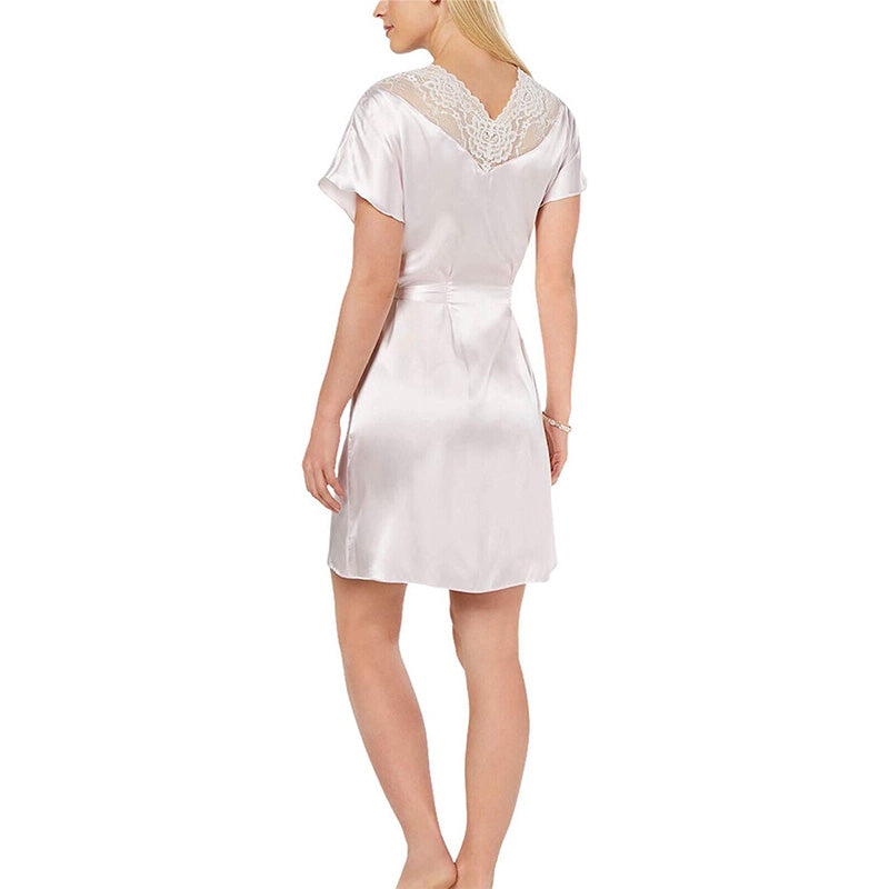 Linea Donatella Sleepwear Lace Robe Pink S/M