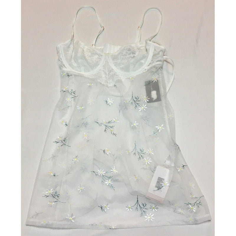 NWD INC Daisy Babydoll Lingerie Chemise White S