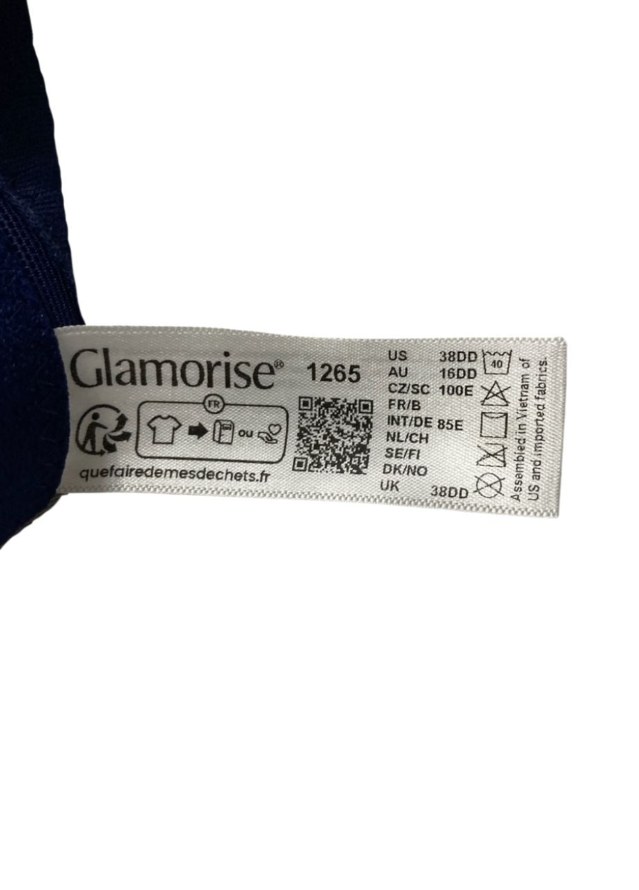 GLAMORISE Full Figure Plus Size Front-Closure Posture Back Wirefree BLUE 38DD