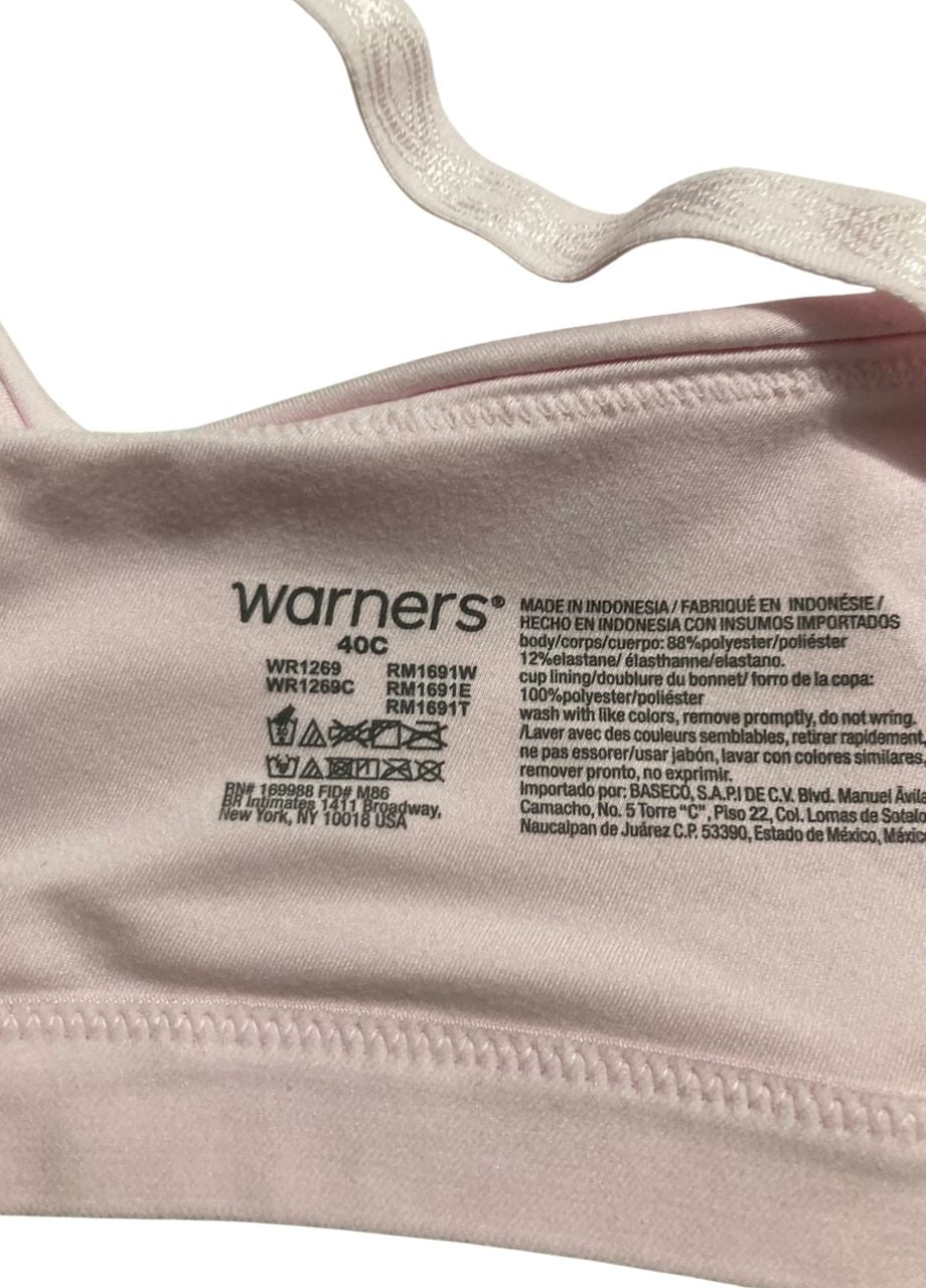 WARNER'S Super Soft Wireless Lightly Lined Comfort Bra PALE PINK 40C