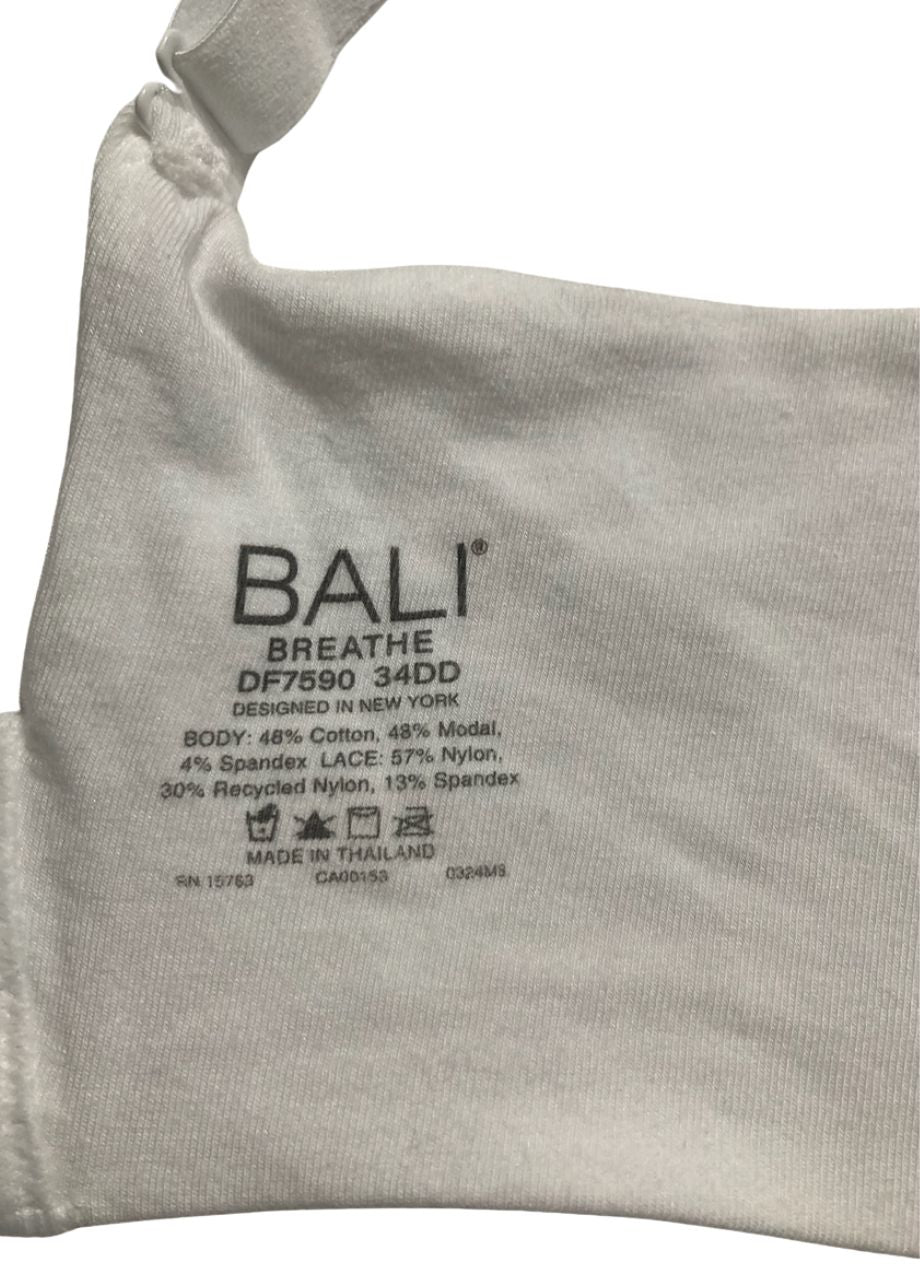 BALI Lace Underwire Bra, Breathe Cotton Modal Lace Bras WHITE 34DD