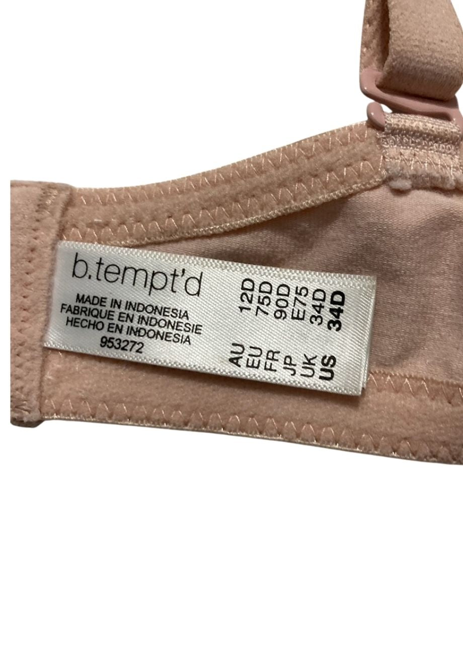 B.TEMPT'D Cotton to a Tee Plunge Convertible T-Shirt Bra PINK 34D