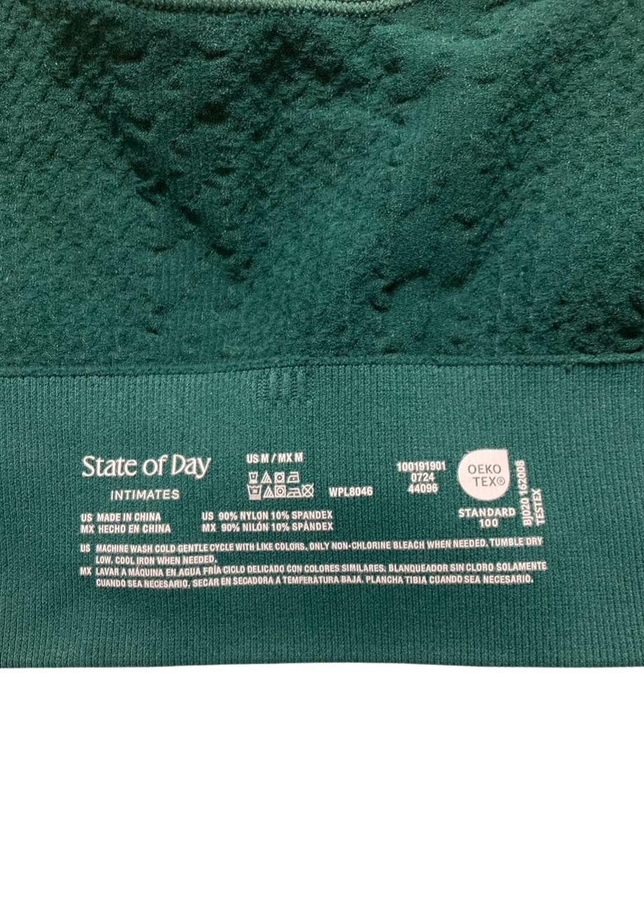 STATE OF DAY Seamless Cable-Knit Bralette GREEN M