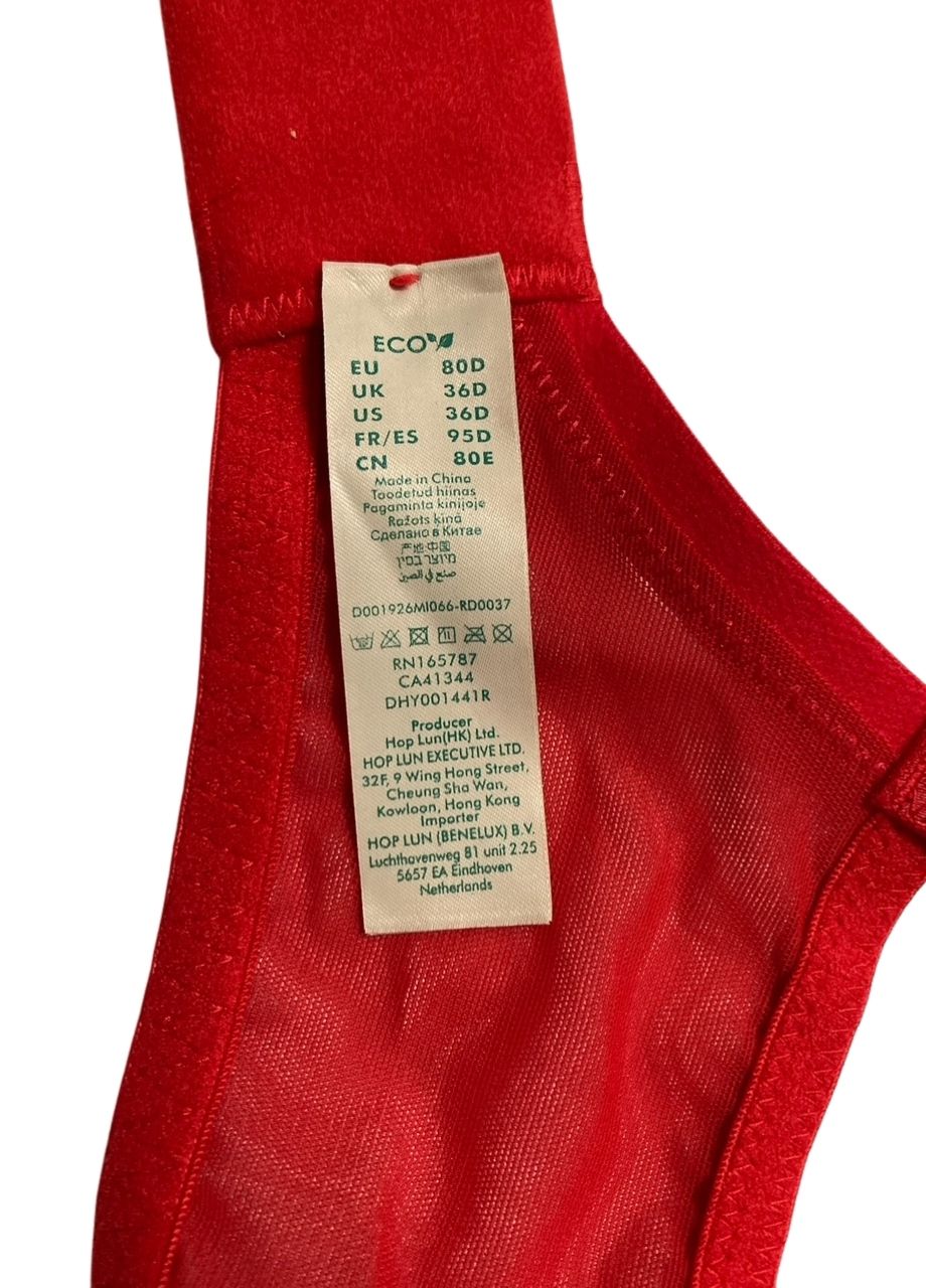 DORINA Carmen Light Padded Soft Silk Demi Bra RED 36D