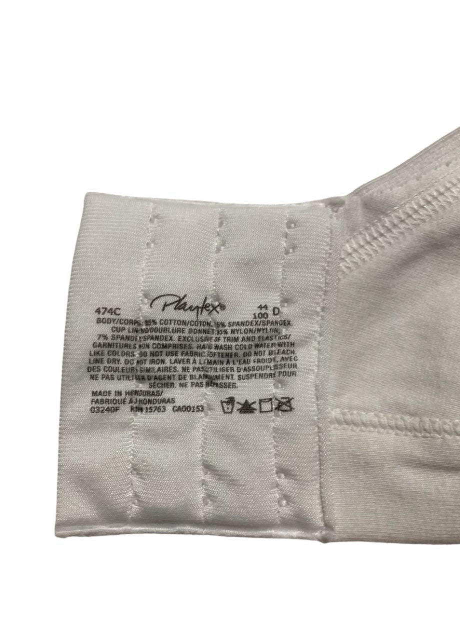 NWD PLAYTEX Wireless Bra, 18 Hour Plus-Size T-Shirt Bra WHITE 44D