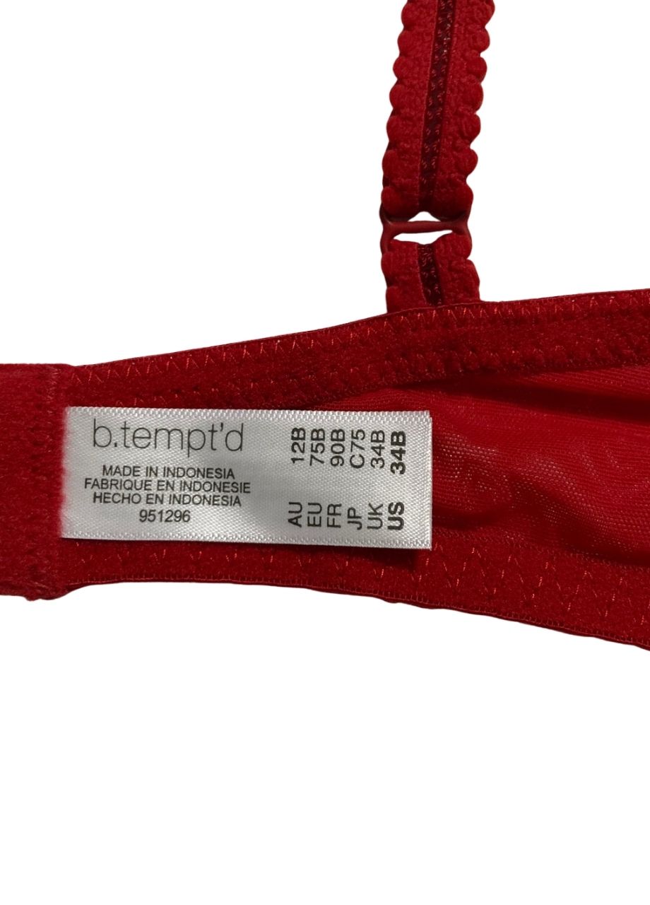 B.TEMPT´D Unlined Lace Demi Contour Underwire Bra RED 34B