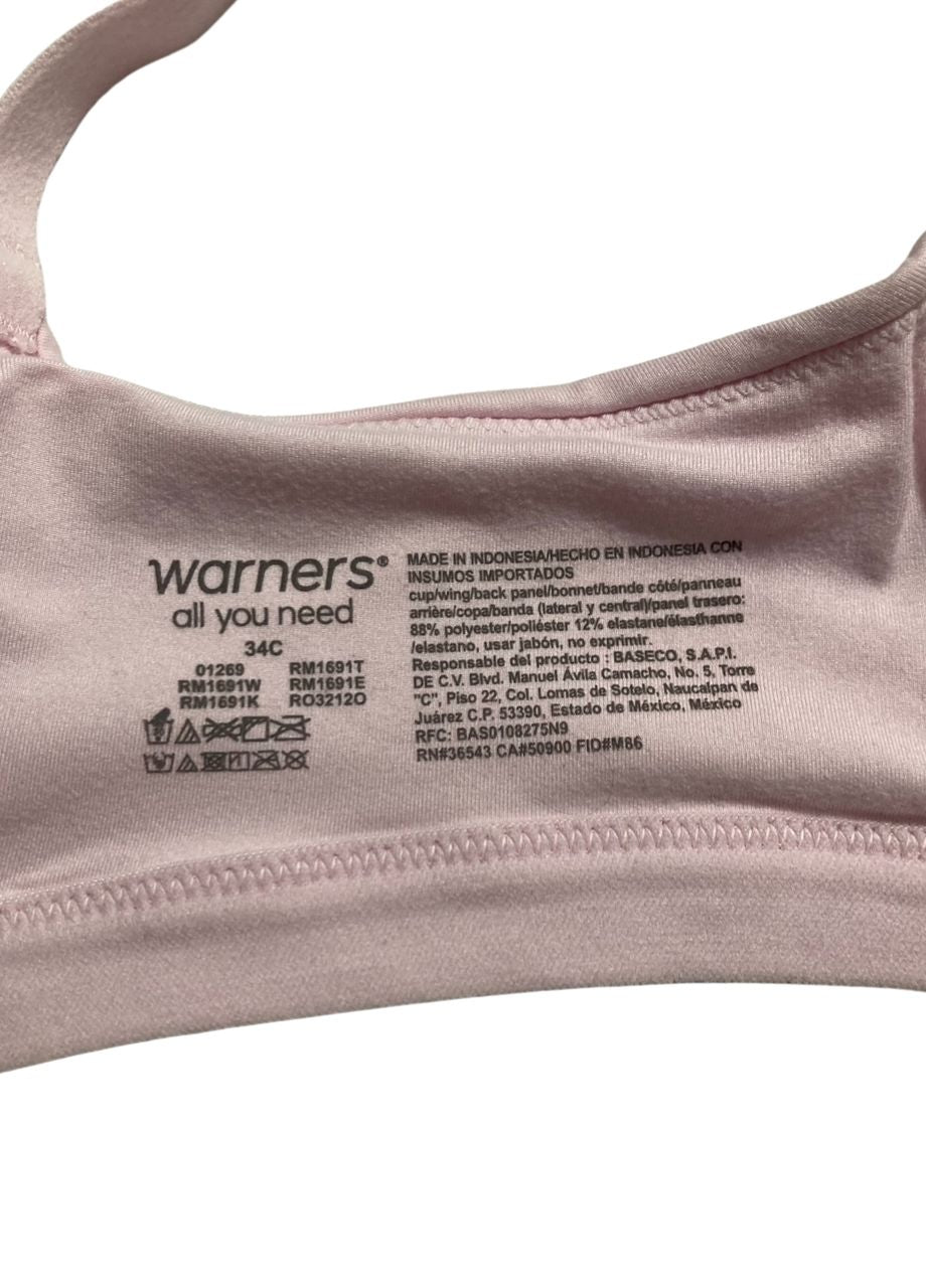 WARNER'S Super Soft Wireless Lightly Lined Comfort Bra PALE PINK 34C