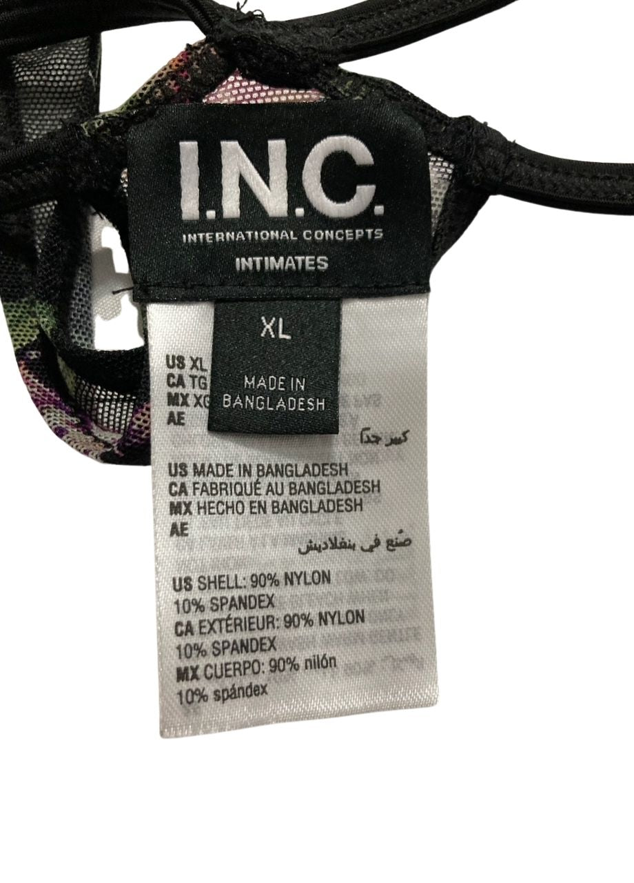 I.N.C Tropical Flowers Mesh Thong Underwear BLACK XL