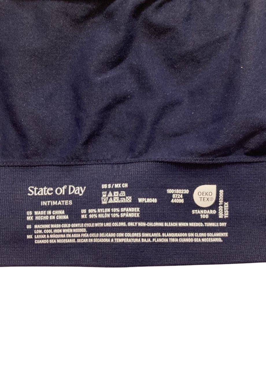STATE OF DAY Seamless Cable-Knit Bralette NAVY BLUE S