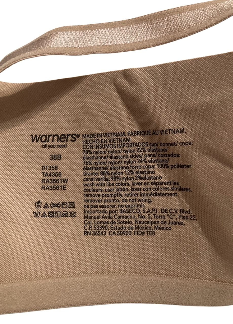WARNER'S No Side Effects Full-Coverage Underwire Bra TOASTED ALMOND 38B