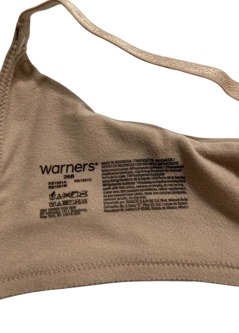 WARNER'S Super Soft Underwire Lightly Lined T-Shirt Bra BEIGE 36B