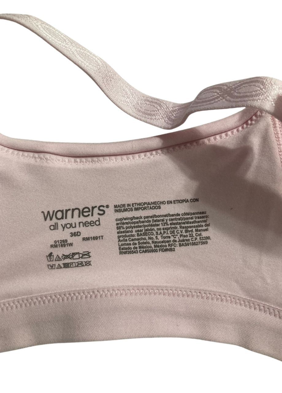 WARNER'S Super Soft Wireless Lightly Lined Comfort Bra PALE PINK 36D