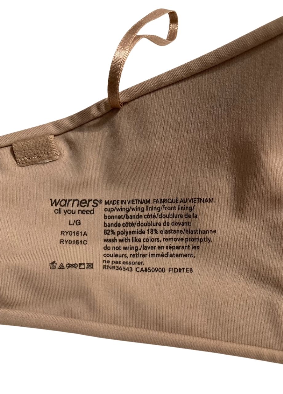 WARNER'S Easy Size Lightly Lined Wireless Strapless Bra TOASTED ALMOND L