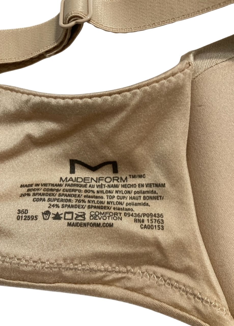 MAIDENFORM Comfort Devotion Underwire Bra, Convertible T-shirt Bra BEIGE 36D