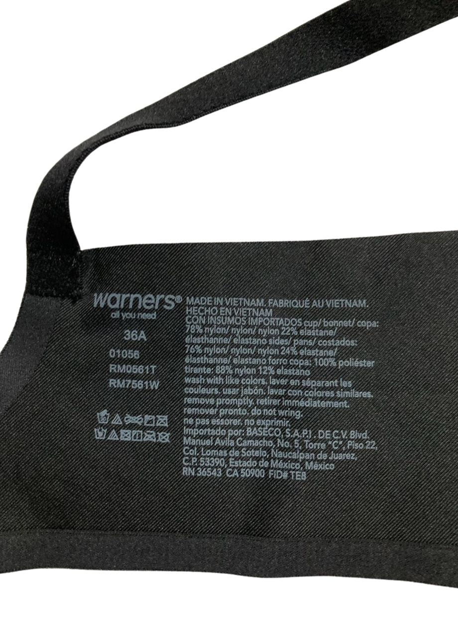 WARNER'S Comfort Wireless Lightly Lined T-Shirt Bra BLACK 36A