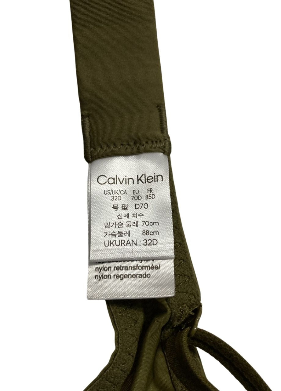 CALVIN KLEIN Sheer Marquisette Unlined Plunge Bra GREEN 32D