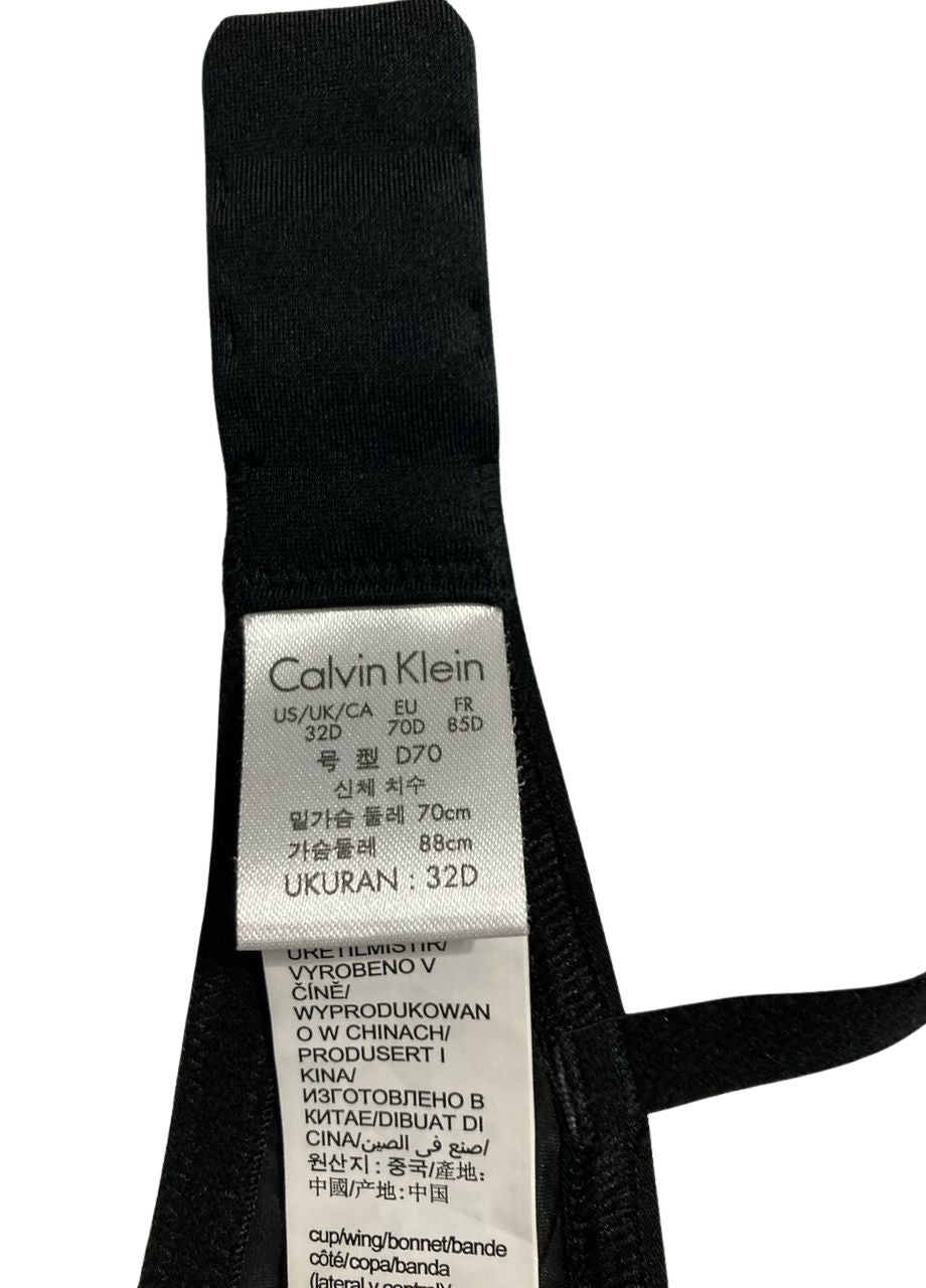 CALVIN KLEIN Sheer Marquisette Unlined Demi Bra BLACK 32D