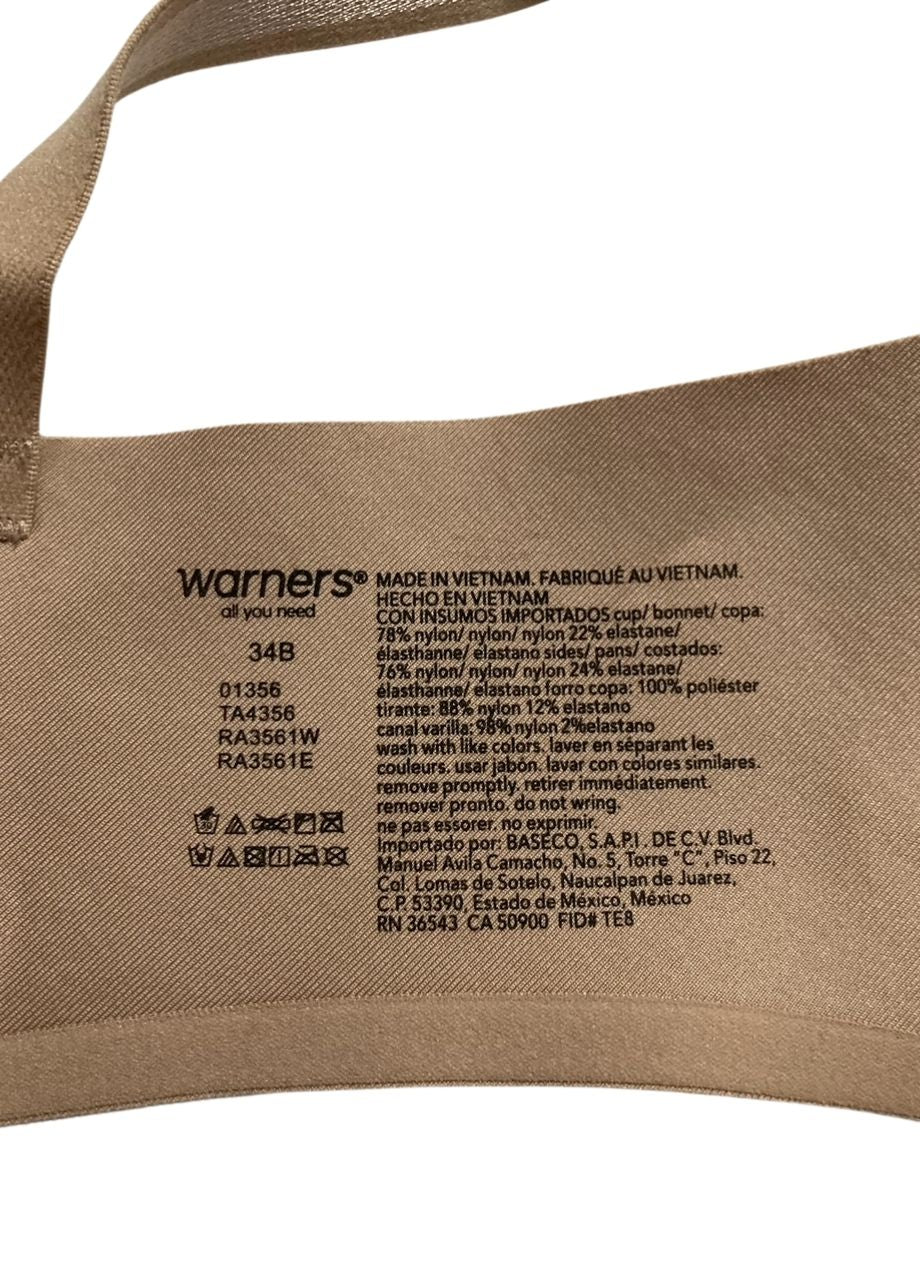 WARNER'S No Side Effects Full-Coverage Underwire Bra TOASTED ALMOND 34B