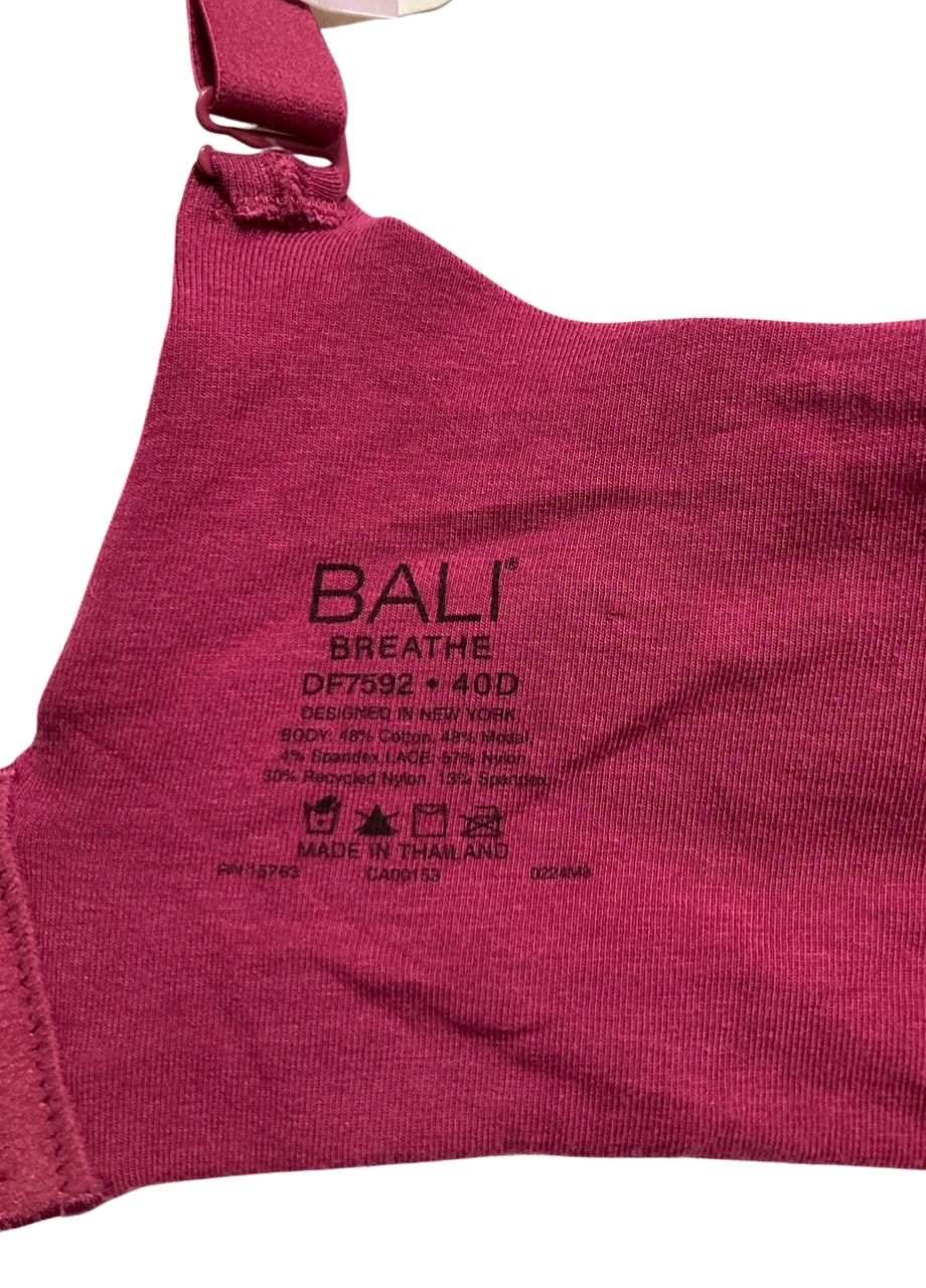 BALI Modal T-Shirt Bra, Breathable Lightweight Underwire DEEP CERISE 40D