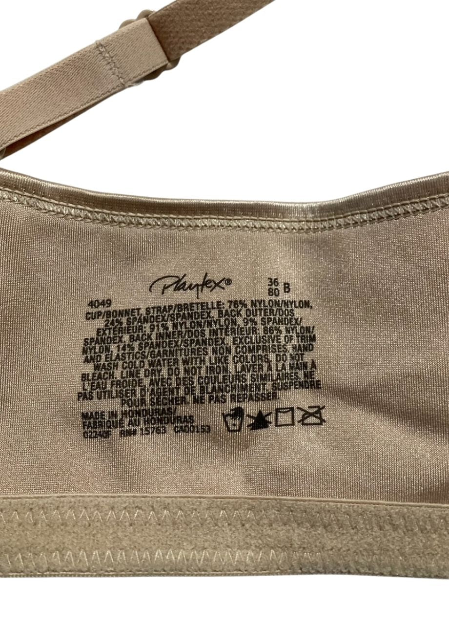 PLAYTEX 18 Hour Side & Back Smoothing Wireless NUDE 36B