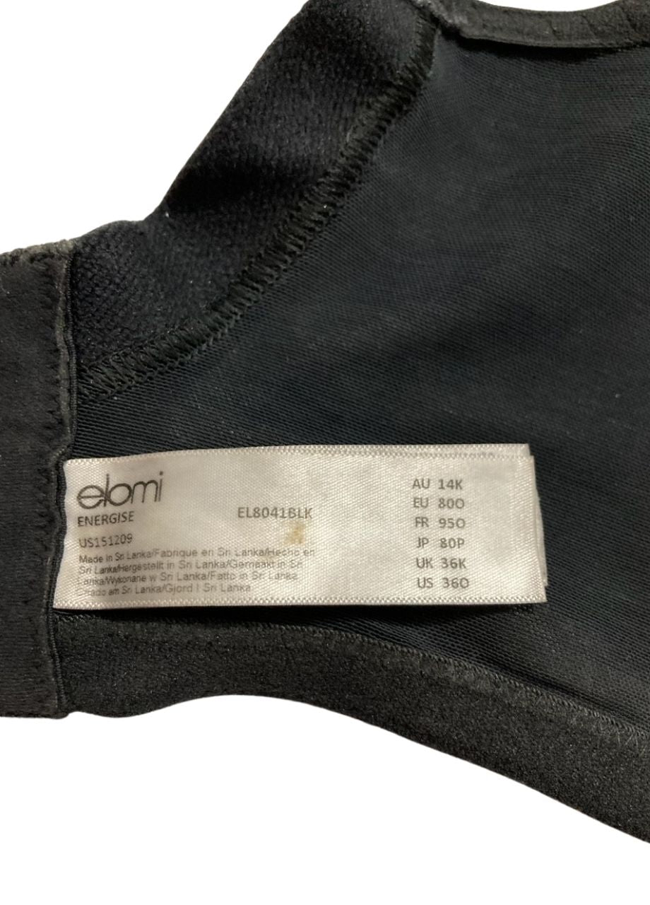 NWD ELOMI Energise Sports Bra: High Impact Support BLACK 36K