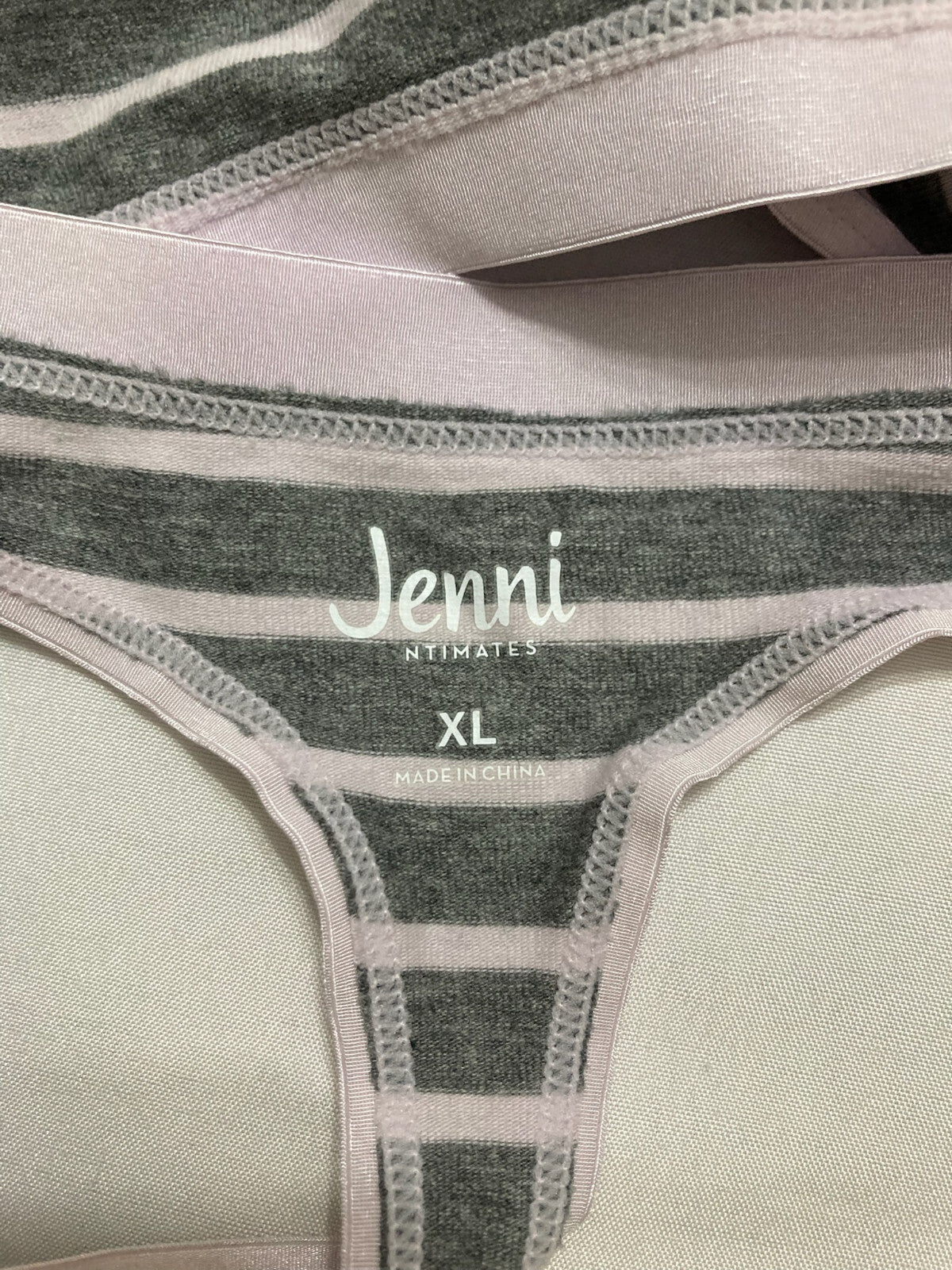 Jenni Striped Thong Panty Black/White XL
