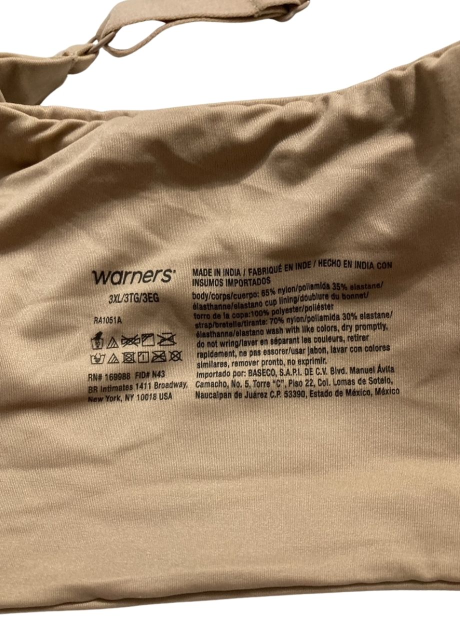 NWD WARNER'S Underwire T-Shirt Bra TOASTED ALMOND 3XL