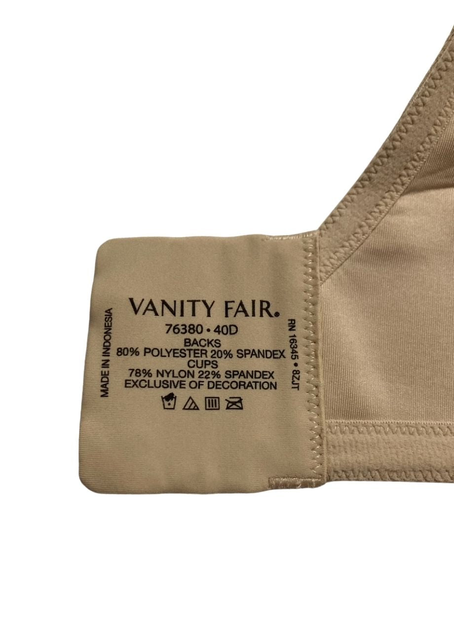NWD VANITY FAIR Beauty Back Full Figure Underwire Bra HONEY BEIGE 40D