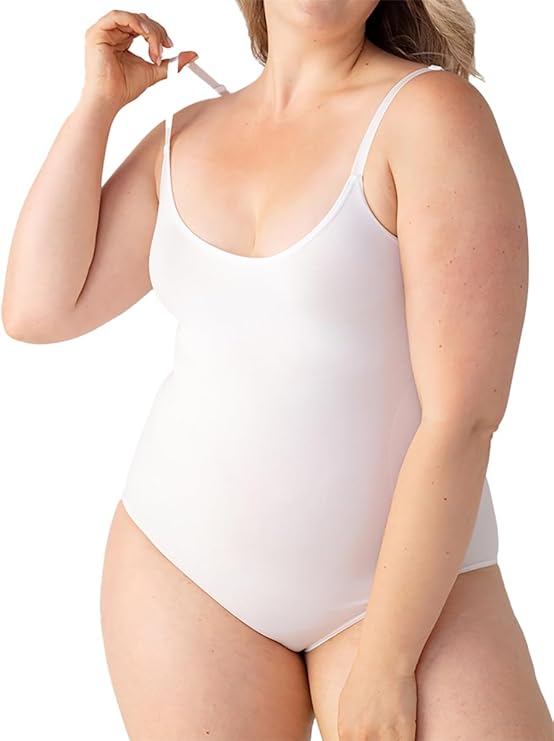 SHAPERMINT Bodysuits for Women Body Shaper Tummy Control Bodysuit WHITE M