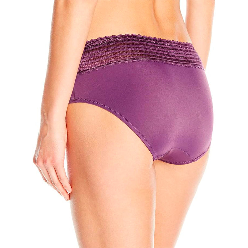 Warner's No Pinching Dig-Free Comfort Waist with Lace Microfiber Hipste Purple Fig S