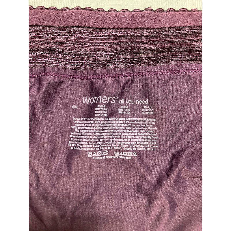 Warner's No Pinching Comfort Waist with Lace Microfiber Hipster Purple Fig M