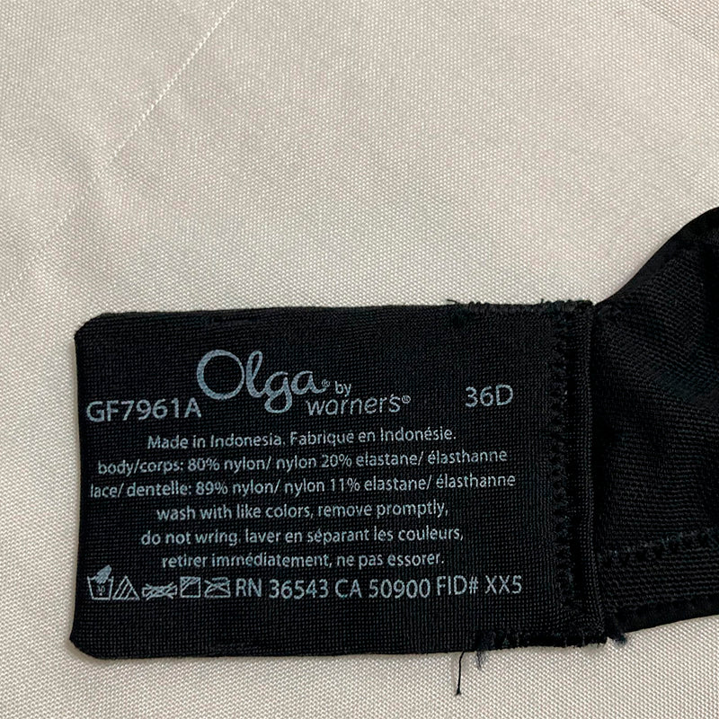 Olga Cloud 9 Underwire Contour With Lace Bra Black 36D