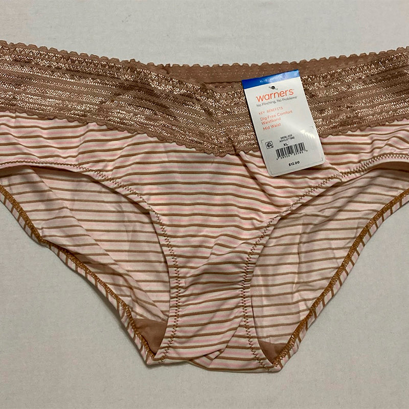 Warner's Dig-Free Microfiber Hipster Toasted Almond Stripe XL