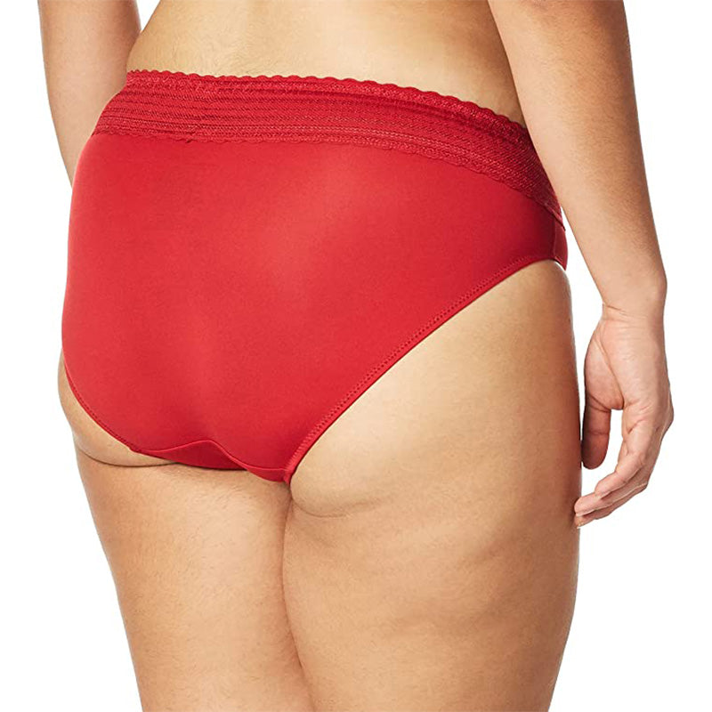 Warner's Dig-Free Comfort Waist with Lace Microfiber Classic red M