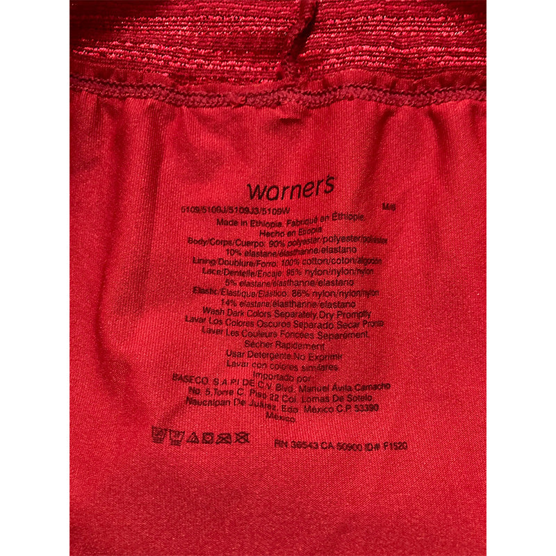Warner's Dig-Free Comfort Waist with Lace Microfiber Classic red M