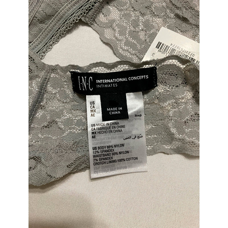 INC Lace-Trim Thong Underwear Dark Mist