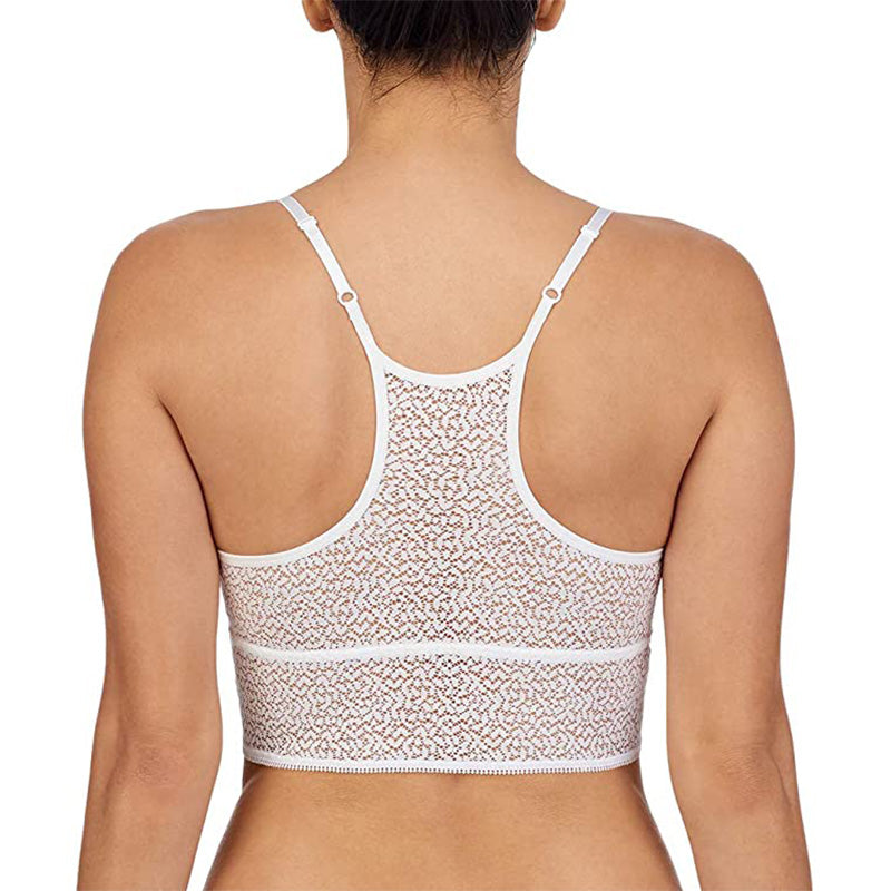 DKNY Modern Lace Racerback Bralette Bra, Foam Lined Cups poplin White S
